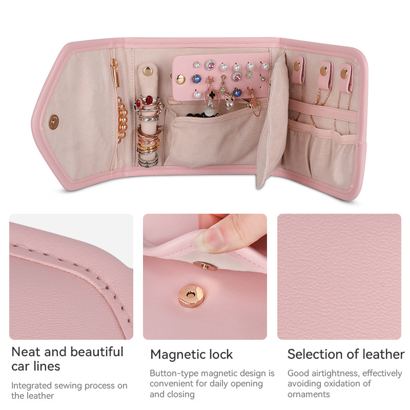 Saco dobrável 14.5x3x15cm de Mini Travel Organizer Jewellery Roll da caixa do filtro do armazenamento da joia