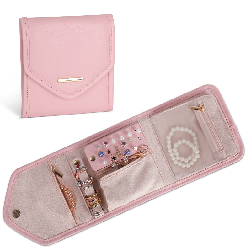 Saco dobrável 14.5x3x15cm de Mini Travel Organizer Jewellery Roll da caixa do filtro do armazenamento da joia
