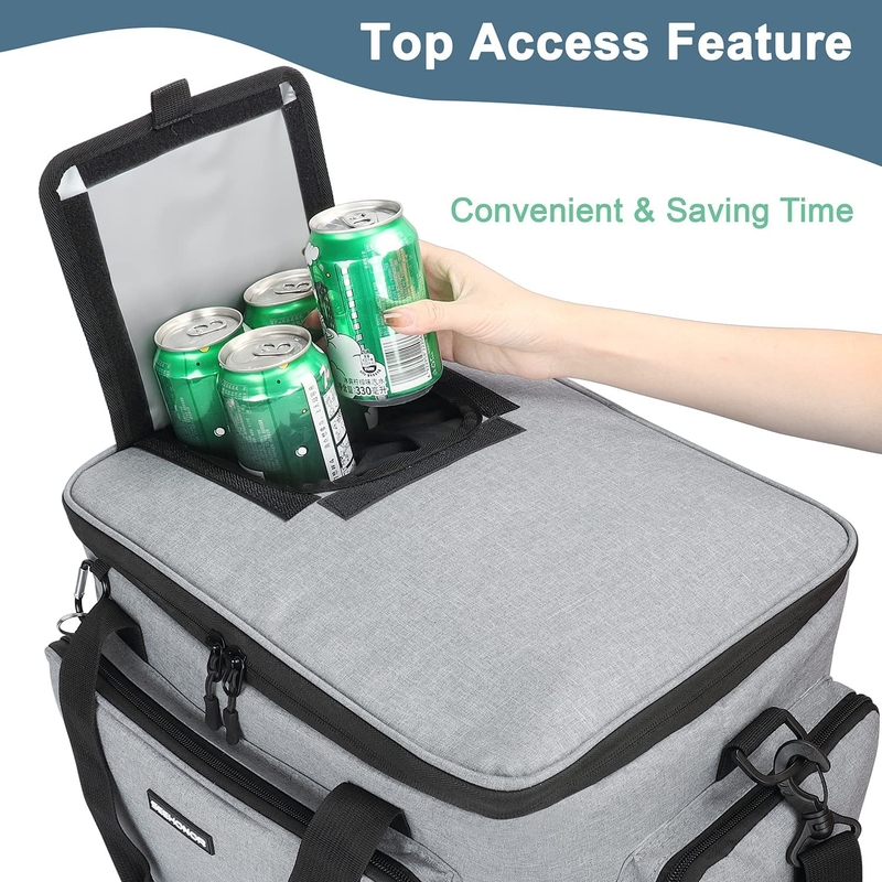 O 60Can 0.8kg dos grandes homens macios isolados brancos de prata de Tote Cooler Bag With Zipper