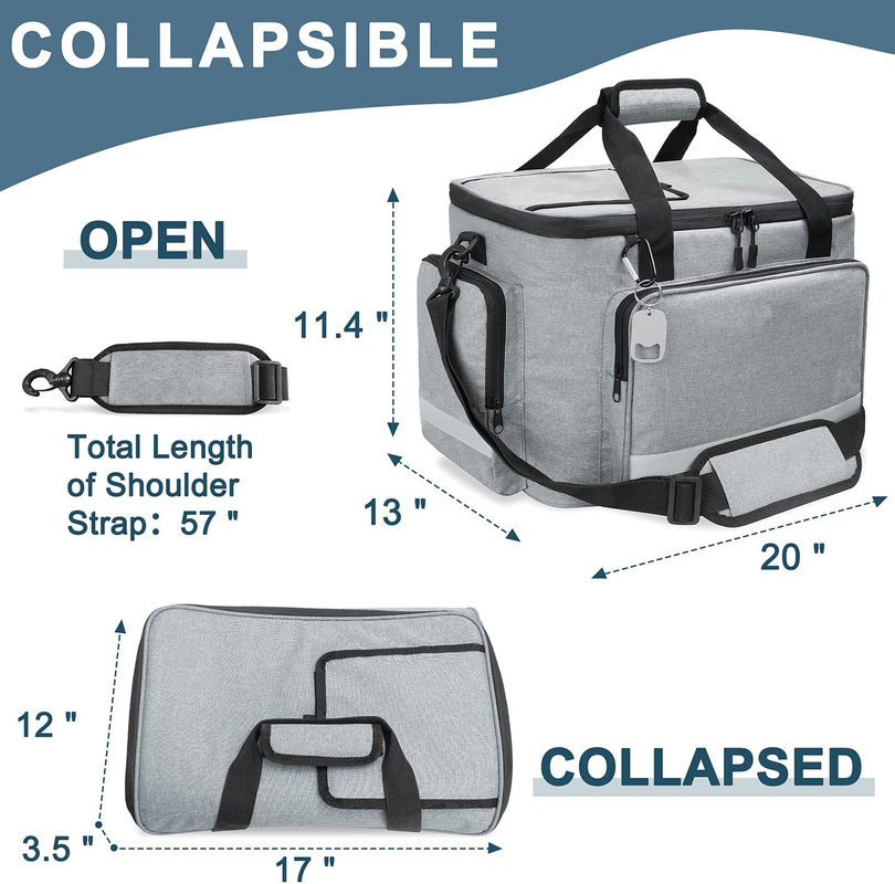 O 60Can 0.8kg dos grandes homens macios isolados brancos de prata de Tote Cooler Bag With Zipper