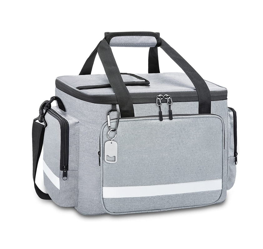 O 60Can 0.8kg dos grandes homens macios isolados brancos de prata de Tote Cooler Bag With Zipper