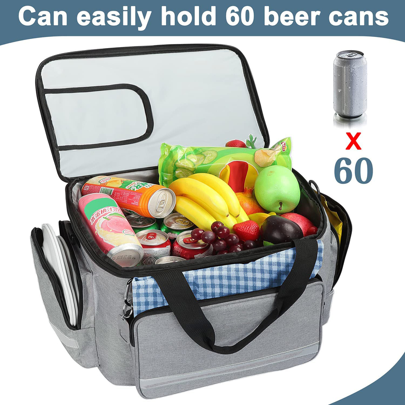 O 60Can 0.8kg dos grandes homens macios isolados brancos de prata de Tote Cooler Bag With Zipper