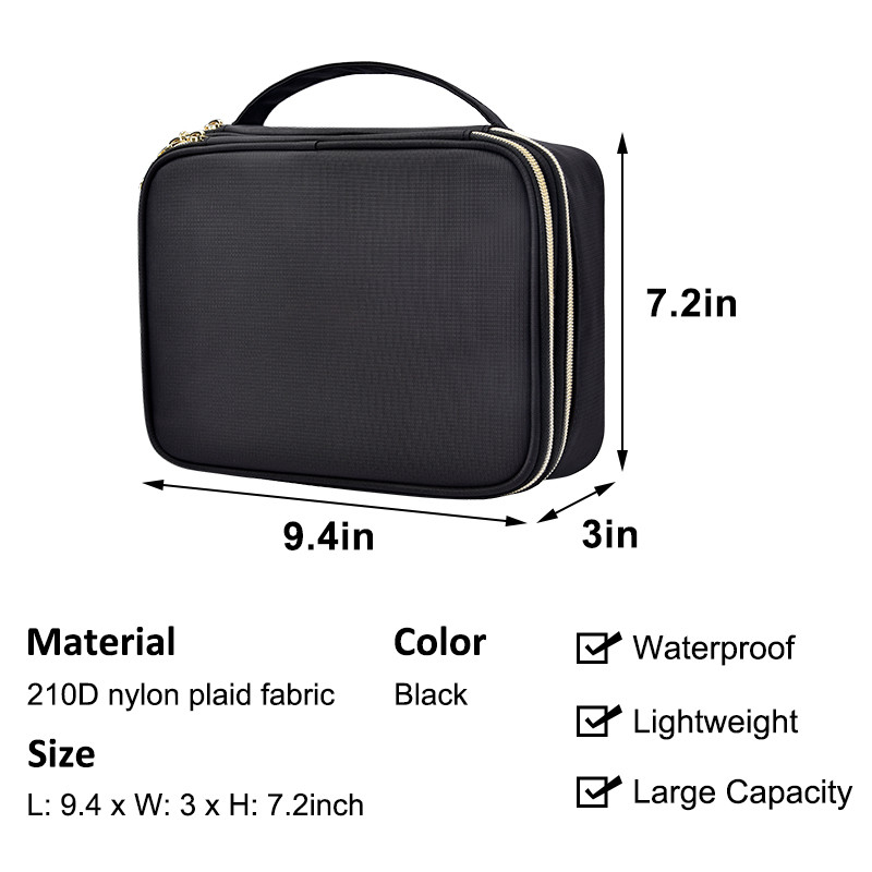 Curso 210D 9.4x3x7.2 de nylon da dupla camada do saco grande do armazenamento da joia grande”