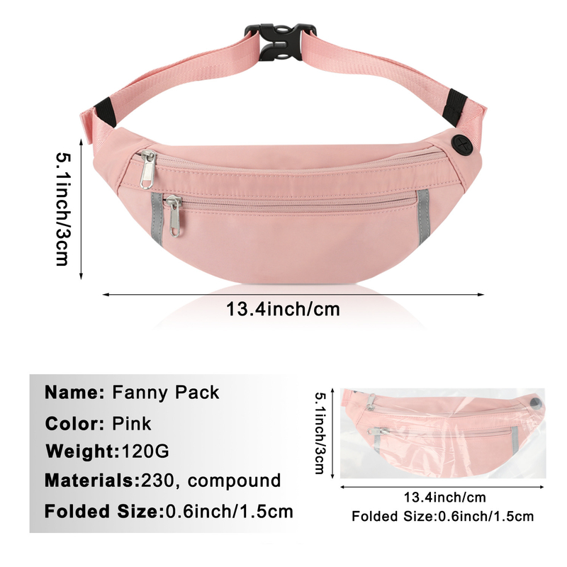 Carteira Fanny Pink Pouch Waist Bag do ombro que caminha a cruz - corpo para as mulheres 12.8X9.6”
