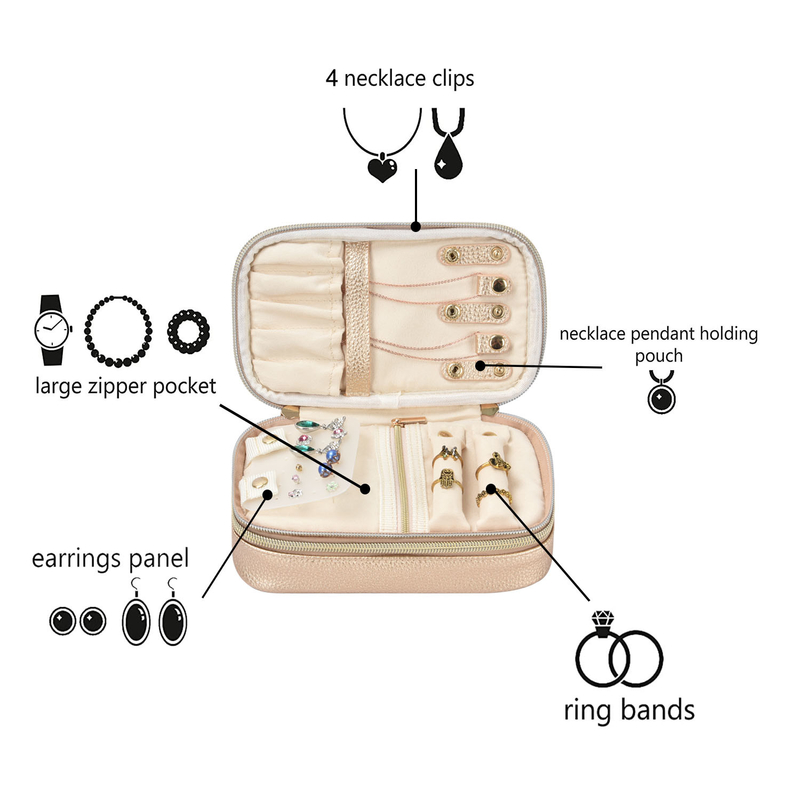 Exemplo 7x2.4x3.9 de Pouch Earring Travel do organizador de 2 malotes do saco do armazenamento da joia da camada”