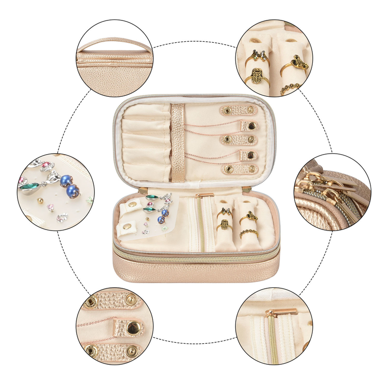 Exemplo 7x2.4x3.9 de Pouch Earring Travel do organizador de 2 malotes do saco do armazenamento da joia da camada”