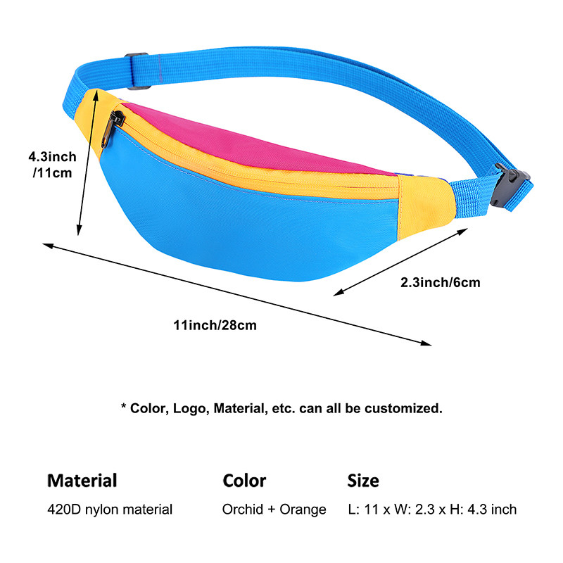 Polegada de nylon de Fanny Pack 420D 11X2.3X4.3 das mulheres do saco da cintura do estilingue da correia