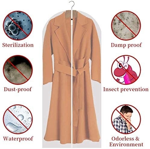 O saco de vestuário de suspensão claro do curso do curso do Pvc para vestidos longos veste o zíper completo