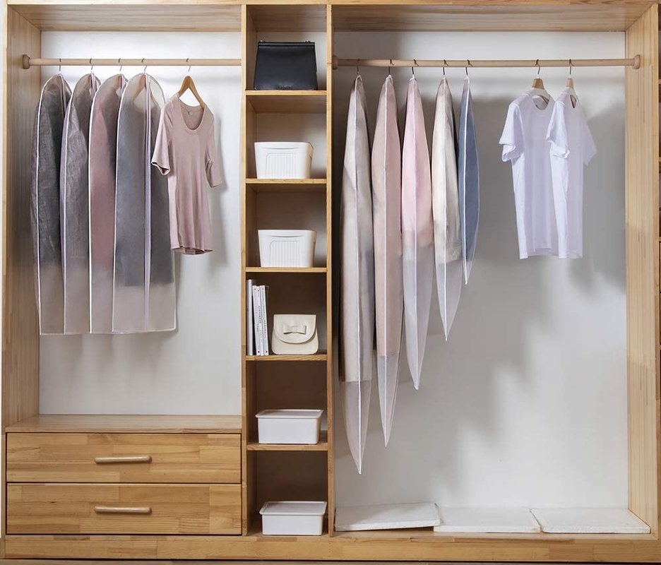 O saco de vestuário de suspensão claro do curso do curso do Pvc para vestidos longos veste o zíper completo