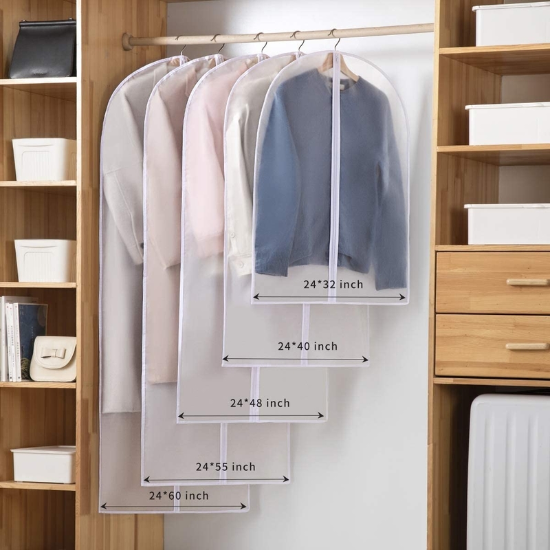 O saco de vestuário de suspensão claro do curso do curso do Pvc para vestidos longos veste o zíper completo