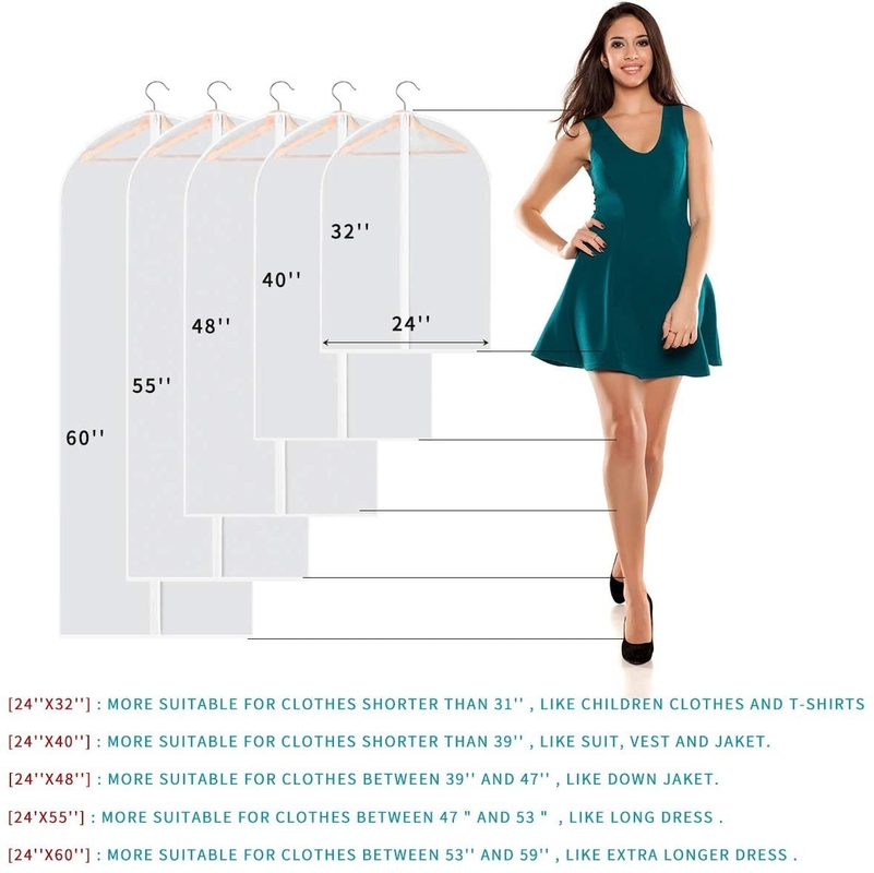 O saco de vestuário de suspensão claro do curso do curso do Pvc para vestidos longos veste o zíper completo