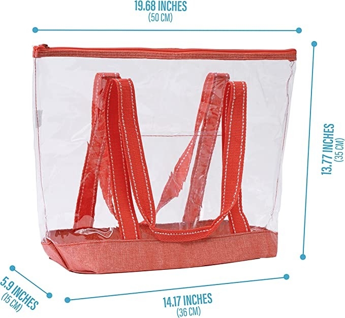 Sacos de compras amigáveis de um Eco de 14 polegadas com a associação exterior do estádio de Logo Pvc Clear Tote Bag