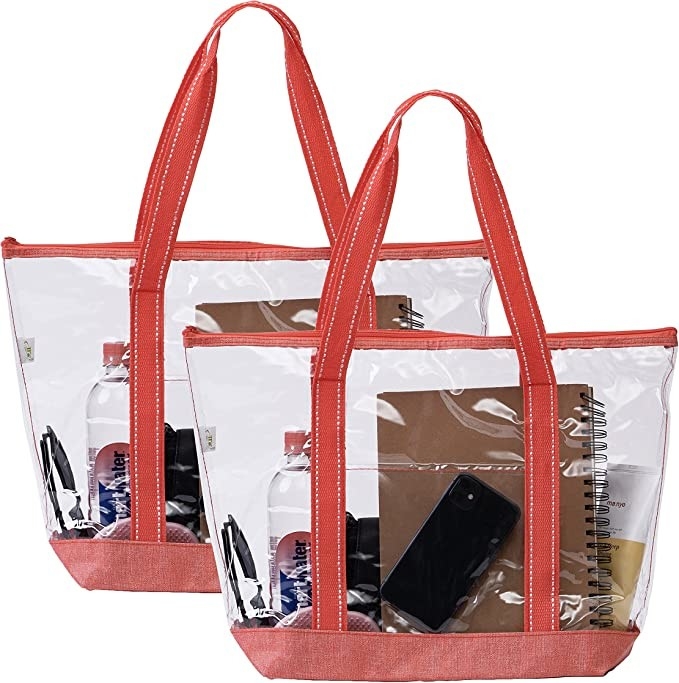 Sacos de compras amigáveis de um Eco de 14 polegadas com a associação exterior do estádio de Logo Pvc Clear Tote Bag