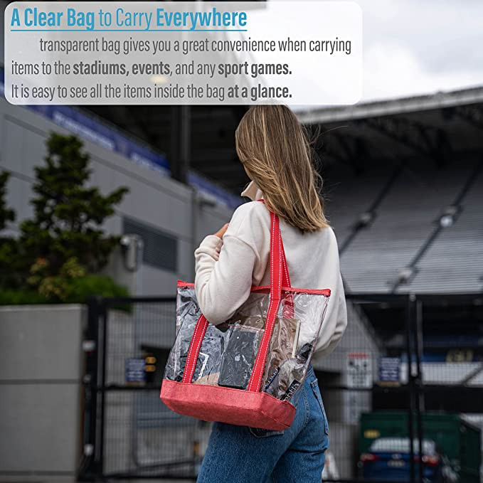 Sacos de compras amigáveis de um Eco de 14 polegadas com a associação exterior do estádio de Logo Pvc Clear Tote Bag