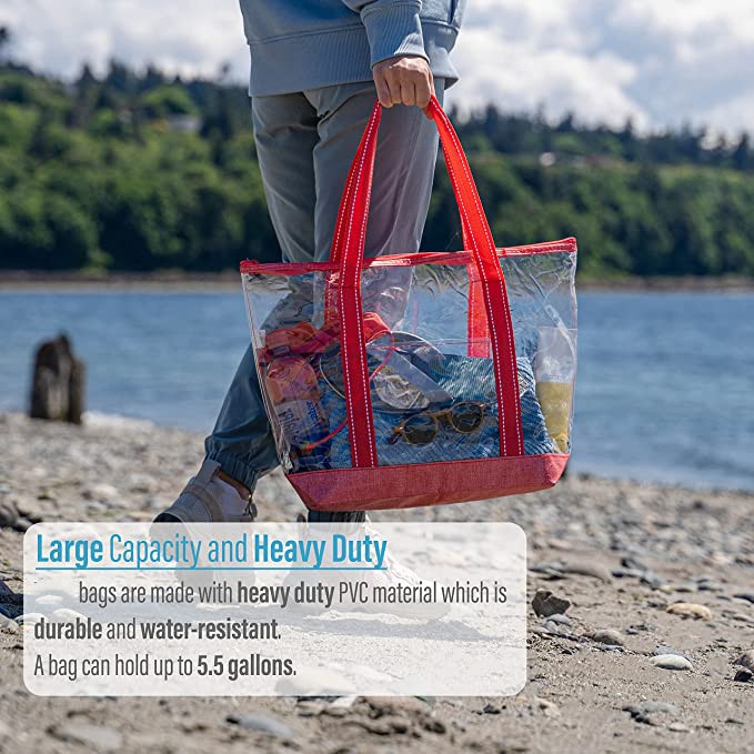 Sacos de compras amigáveis de um Eco de 14 polegadas com a associação exterior do estádio de Logo Pvc Clear Tote Bag