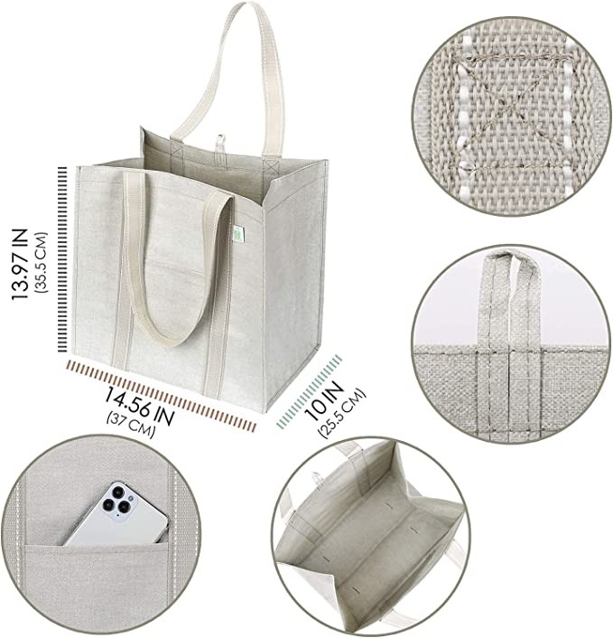 O saco de compras resistente da lona com bolsos fecha o mantimento Eco de Codycross amigável