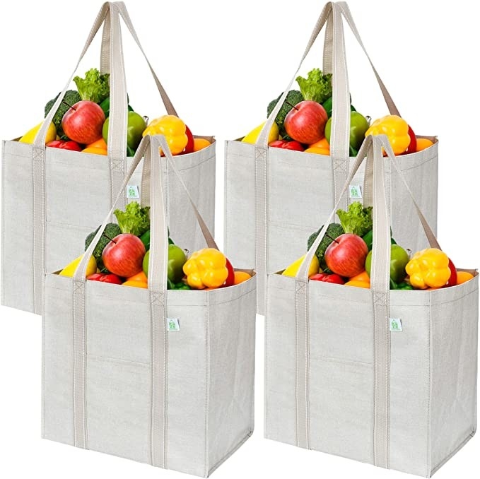 O saco de compras resistente da lona com bolsos fecha o mantimento Eco de Codycross amigável