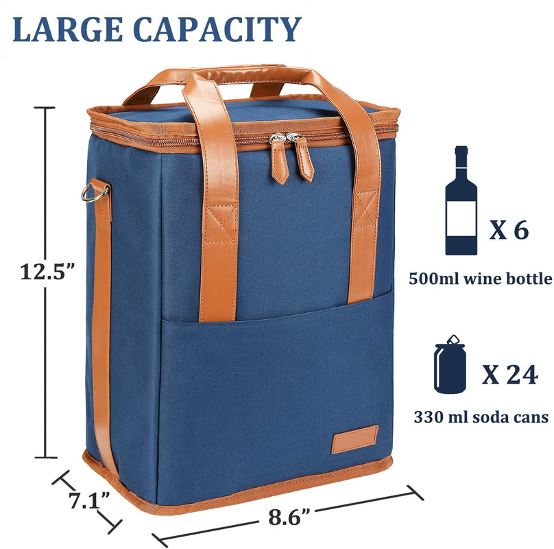 O Xl isolou um malote mais fresco do saco para as garrafas 8.6X7.1X12.5 do vinho 6 dos mantimentos”