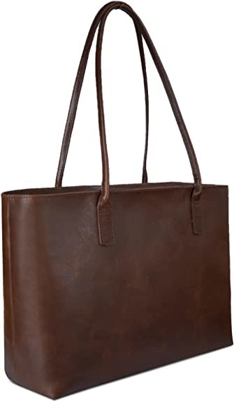 Portátil de couro Tote Bag do computador de pasta do vintage, mala a tiracolo do escritório do trabalho 16x21