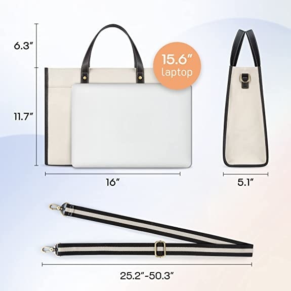 portátil Tote Bag da lona 16x11.7x5.1, malas a tiracolo do trabalho para a compra do curso