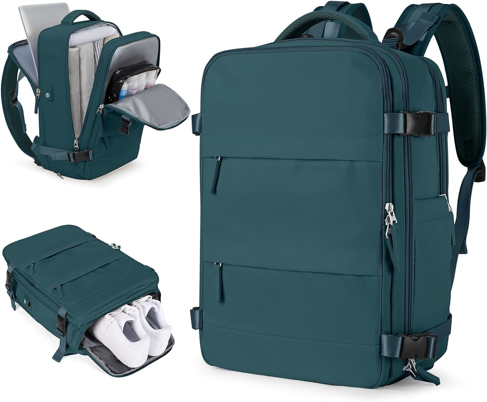Companhia aérea impermeável aprovada Carry On Laptop Faculdade Caminhadas Mochila de viagem Com compartimento de sapatos Para mulheres Homens