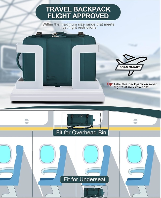 Companhia aérea impermeável aprovada Carry On Laptop Faculdade Caminhadas Mochila de viagem Com compartimento de sapatos Para mulheres Homens