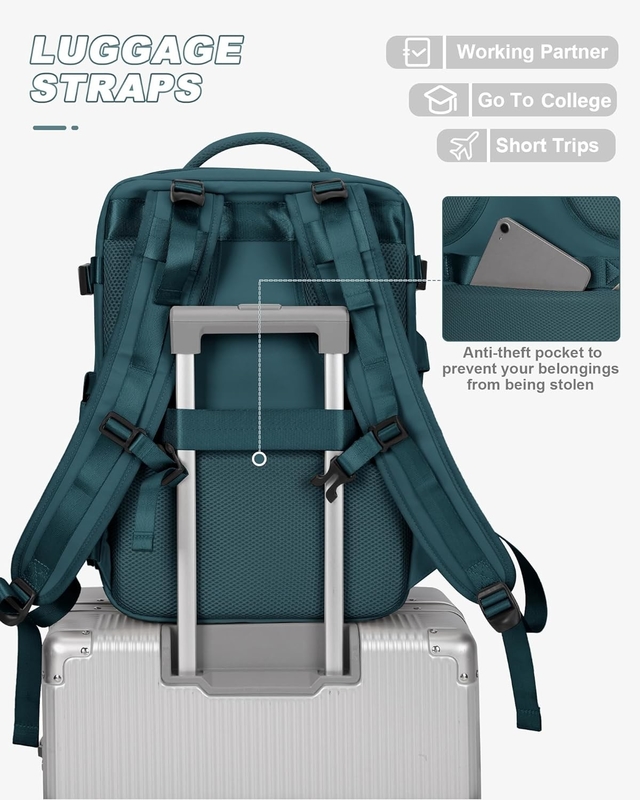 Companhia aérea impermeável aprovada Carry On Laptop Faculdade Caminhadas Mochila de viagem Com compartimento de sapatos Para mulheres Homens