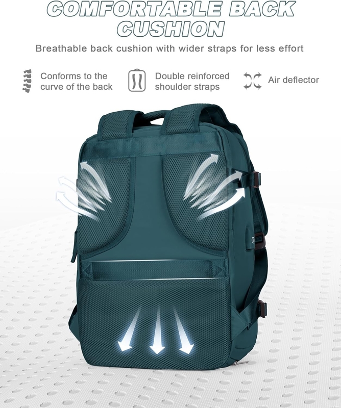 Companhia aérea impermeável aprovada Carry On Laptop Faculdade Caminhadas Mochila de viagem Com compartimento de sapatos Para mulheres Homens