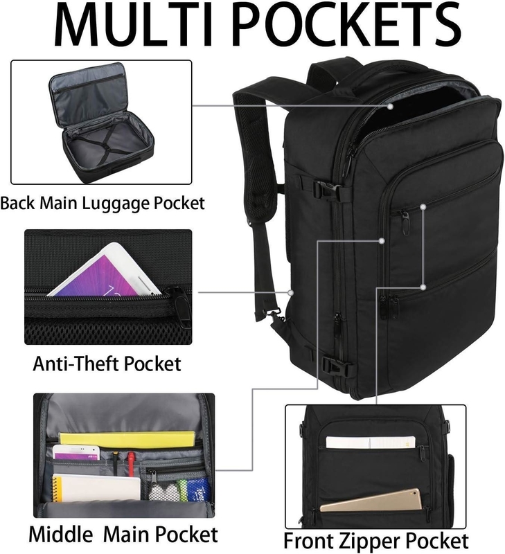 Negro 40L Expandivel Saco de Bagagem de Carregamento de Voo Saco de Viagem de Duffel Aprovado para Exterior