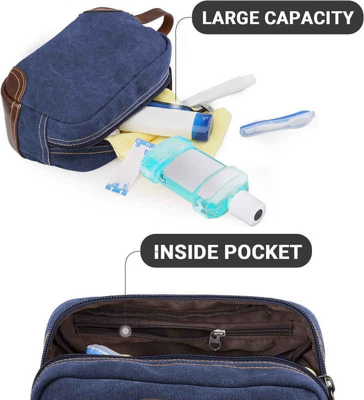 Saco de viagem para homens, de couro azul e lona