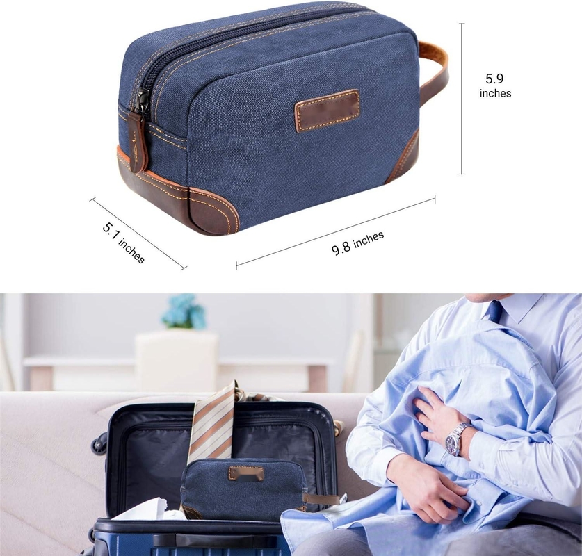 Saco de viagem para homens, de couro azul e lona