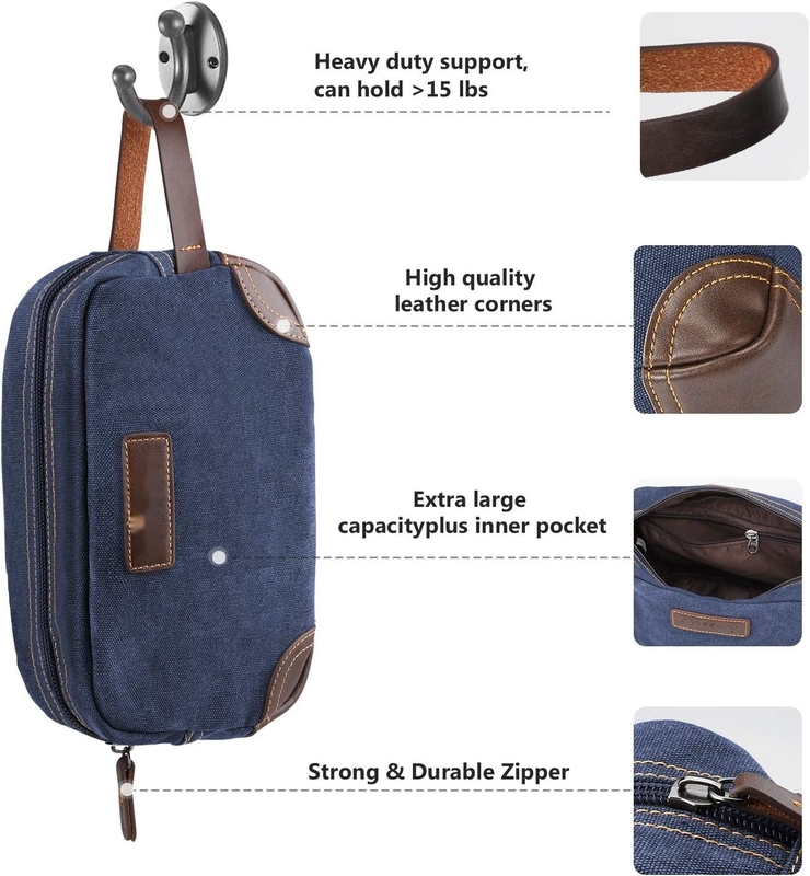 Saco de viagem para homens, de couro azul e lona