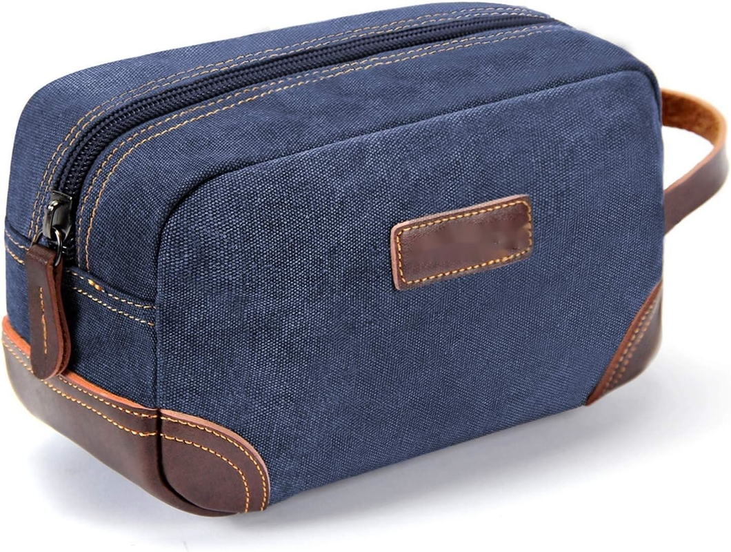 Saco de viagem para homens, de couro azul e lona