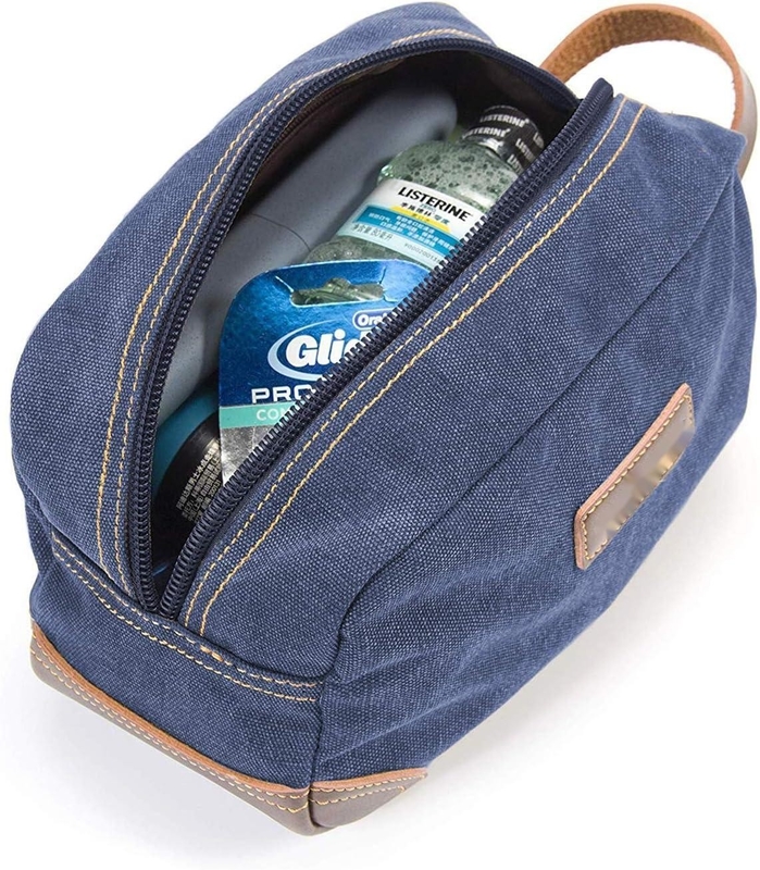 Saco de viagem para homens, de couro azul e lona
