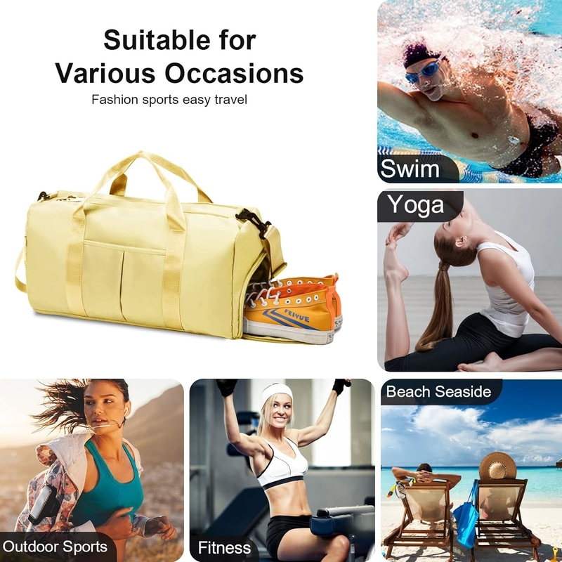 Yoga, ginástica, esportes ao ar livre, fim-de-semana, noite, saco de viagem, cor amarela clara, tamanho grande