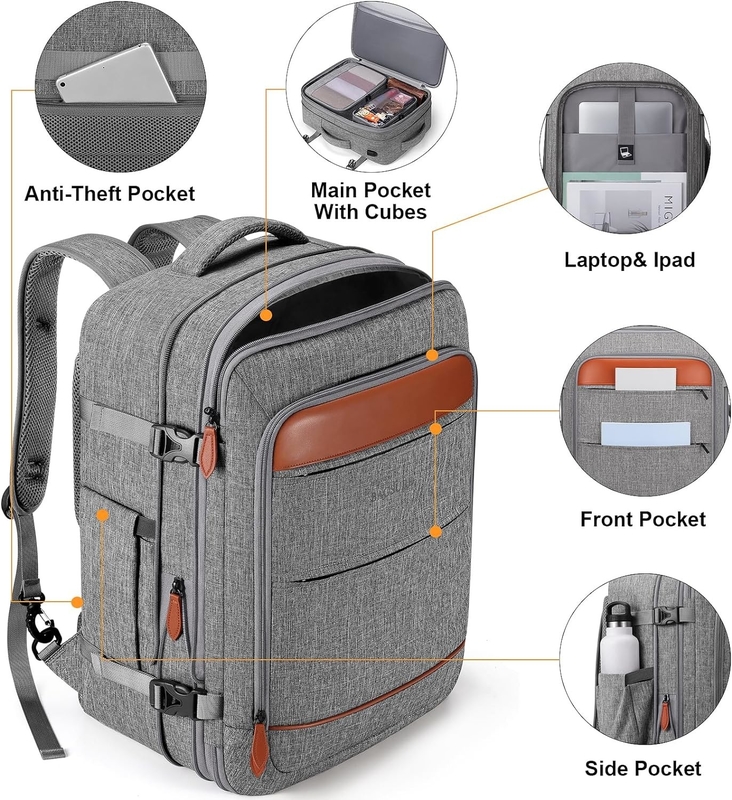 42L Carry on Baggage Voo aprovado cinturões de ombro escondidos expansíveis Saco de viagem de fim de semana com cubos de embalagem