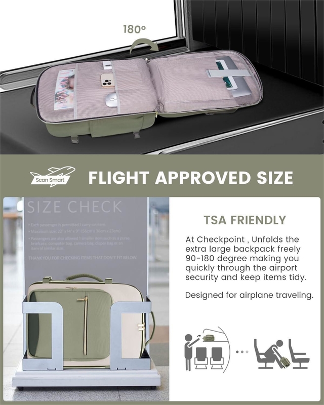 TSA item pessoal 40L resistente à água grande transportar na companhia aérea bolsa de viagem aprovada com 3 cubos de embalagem