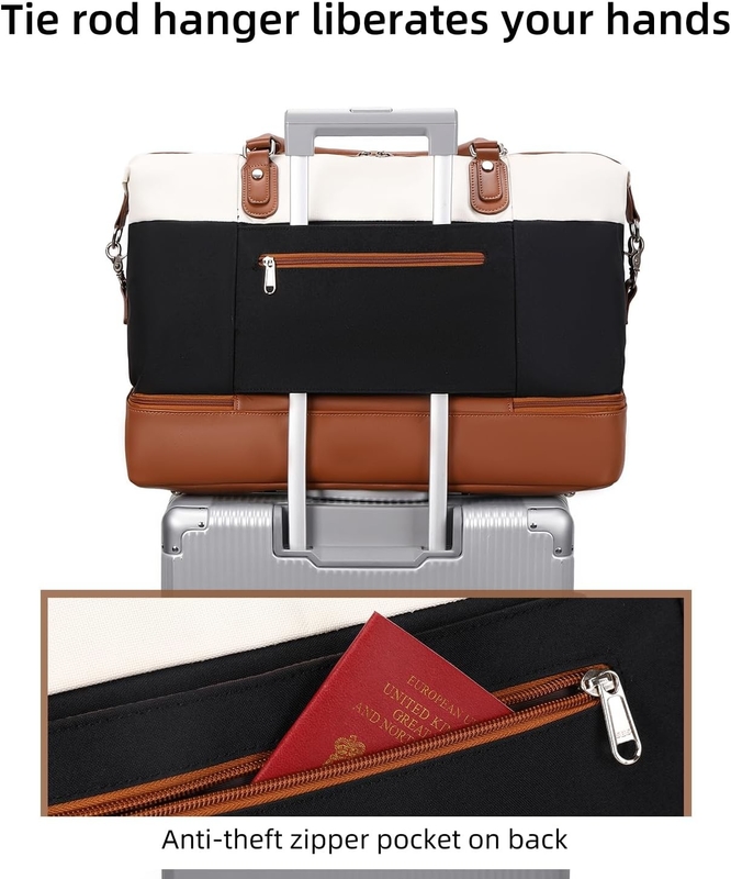 Cavas Weekend Carry on Duffel Travel Bag com Calçado de Couro Compartimento para Homens
