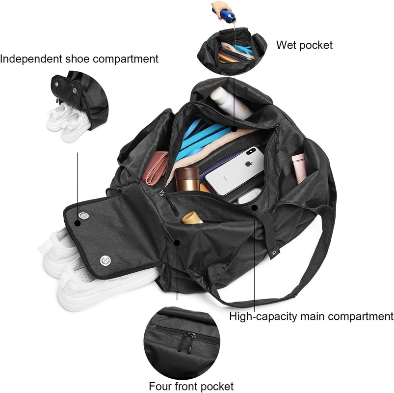 Bolsa de viagem de duffel com bolsos de armazenamento úmido e seco