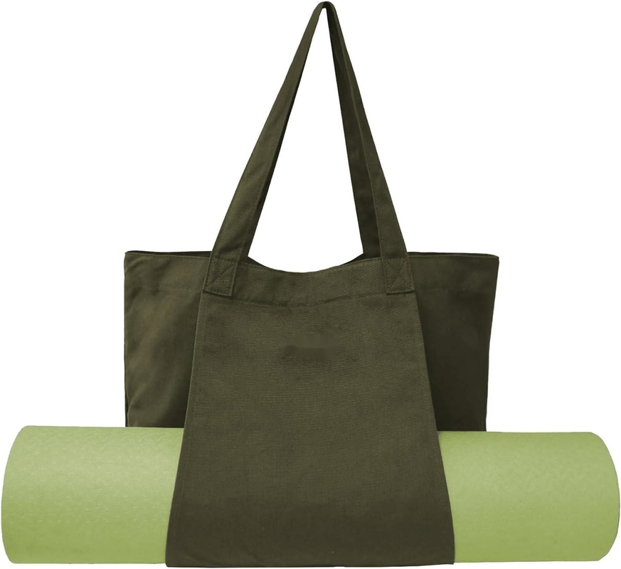 Saco grande e durável de algodão de cor verde com saco de sapatos