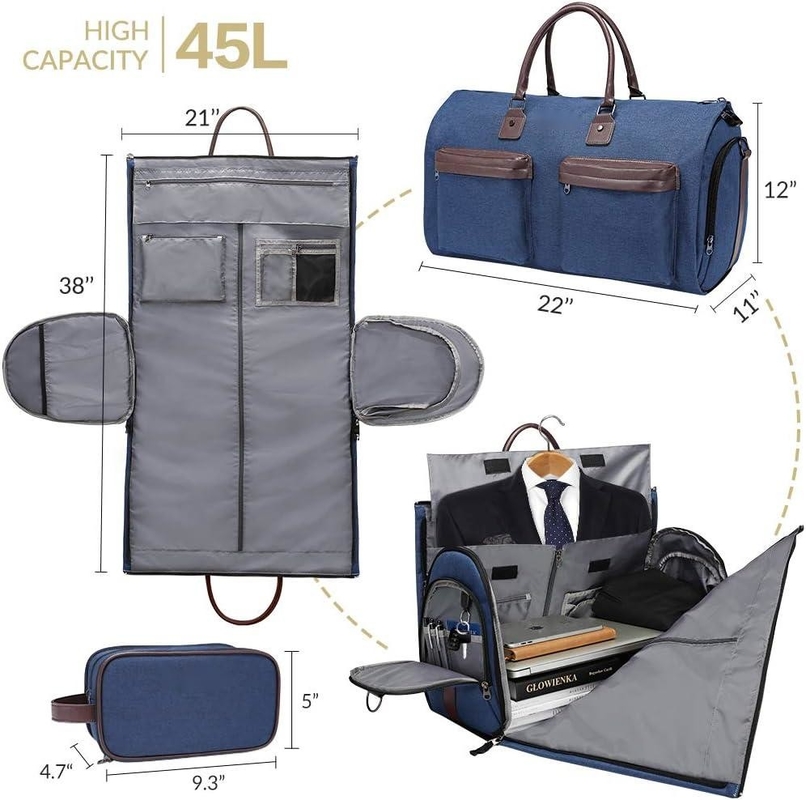 Carry On Large Blue 2 In 1 Hanging Bag Maleta de viagem personalizada com saco sanitário