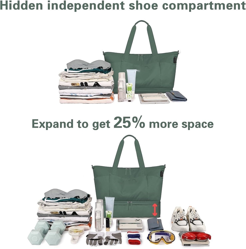 Carry On Tote Expansível Weekend Gym Duffle Custom com compartimento de sapatos e bolso molhado