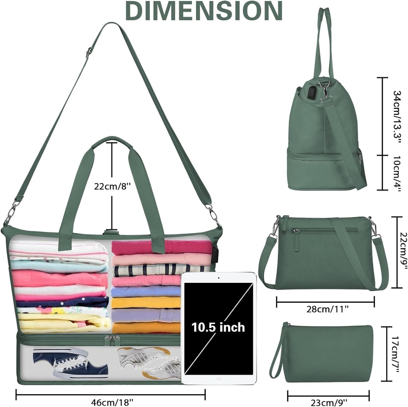 Carry On Tote Expansível Weekend Gym Duffle Custom com compartimento de sapatos e bolso molhado