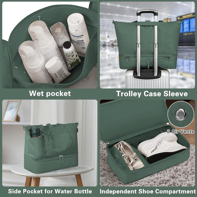 Carry On Tote Expansível Weekend Gym Duffle Custom com compartimento de sapatos e bolso molhado