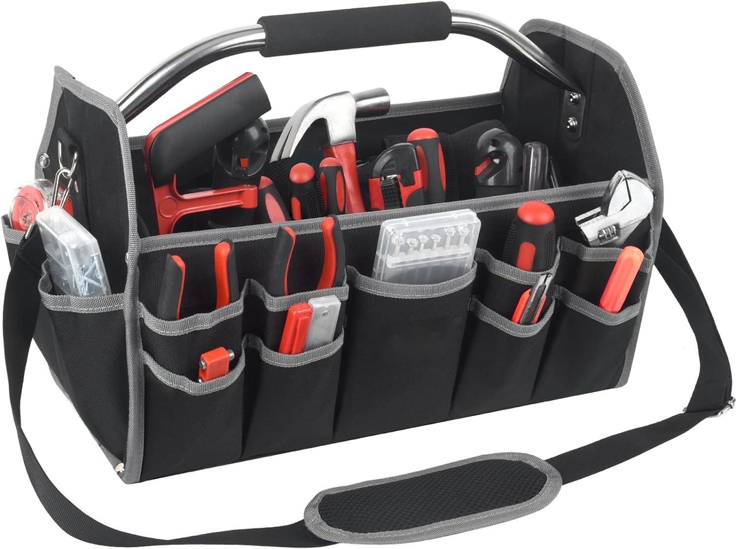 Saco de ferramentas de viagem personalizado de bolso de aço de 16 polegadas e 26 polegadas com cinto de ombro removível