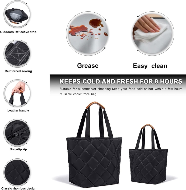 Transporte Saco grande isolado reutilizável de mercearia Tote Picnic Custom Travel Cooler Bag Para alimentos frios ou quentes