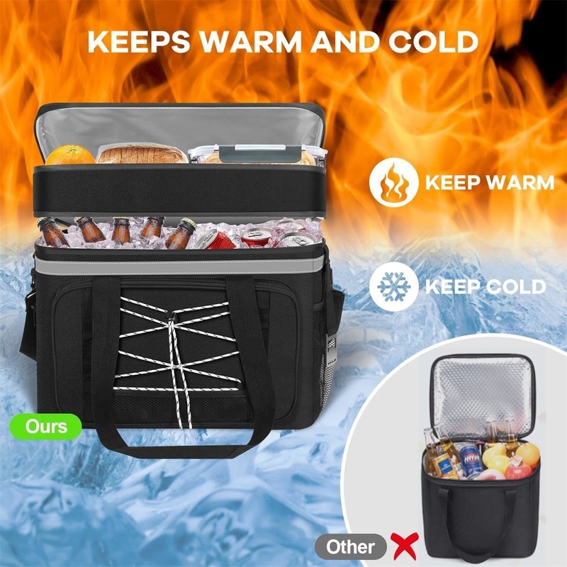 Saco refrigerador isolado portátil à prova d'água de 40L Compartimento duplo para piquenique de acampamento na praia