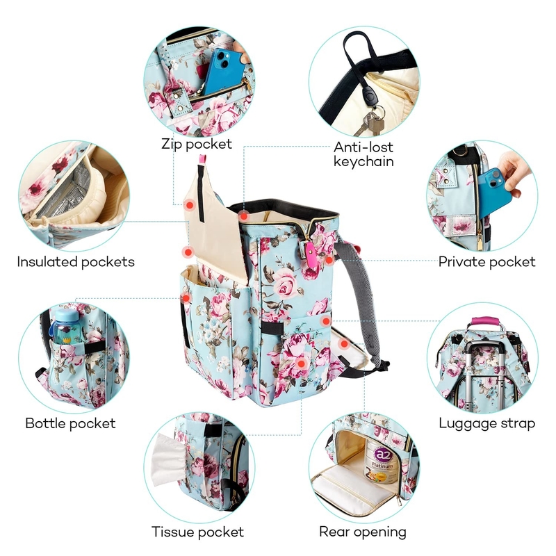 Saco de fraldas de viagem personalizado para mamã e papai