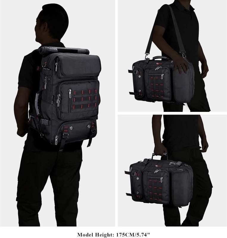 Black Large Capacity Airline Approved Cabrioletable Nylon Carry on Custom Travel Bag para Homens