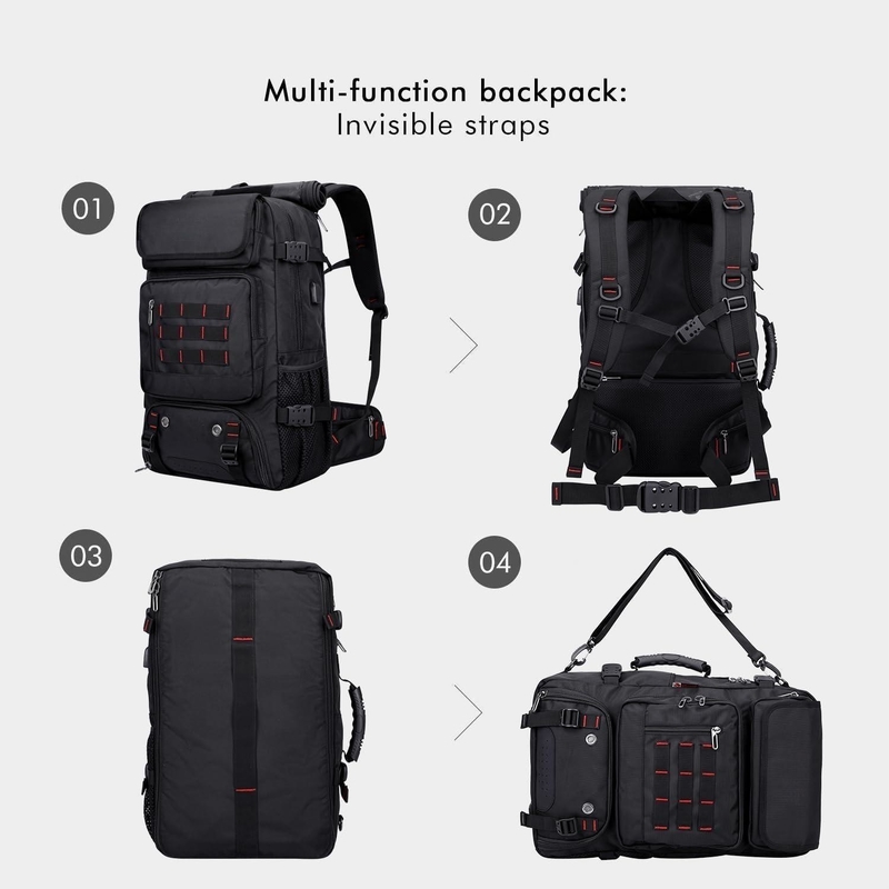 Black Large Capacity Airline Approved Cabrioletable Nylon Carry on Custom Travel Bag para Homens
